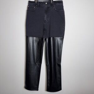 Abercrombie & Fitch The 90s Straight Ultra High Rise Black Leather Sz 29/8R NWOT